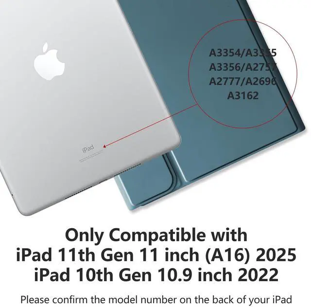 Alt view image 2 of 5 - MMK Keyboard Case for iPad 11th Gen (A16, 2025) & 10th Generation (10.9", 2022), for iPad 11th 10th Generation Case with Keyboard, Wireless Detachable Bluetooth Key Board,Pencil Holder-Midnight Green