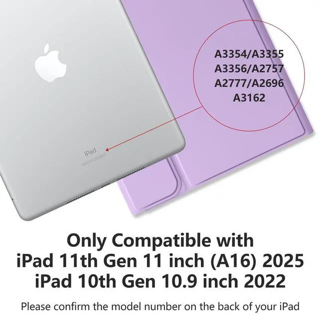 Alt view image 2 of 5 - MMK for iPad 11th 10th Generation Case with Keyboard, Keyboard Case for iPad 10th Gen 10.9 inch (2022) & 11th (A16, 2025), 7-Color Backlight,Detachable Bluetooth Keyboard,Pencil Holder-Purple