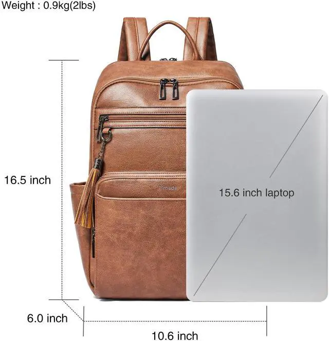 Alt view image 3 of 5 - Mroede Leather Laptop Backpack for Women 15.6 inch Laptop Backpacks Purse Fashion Computer Backpack for Travel College Work