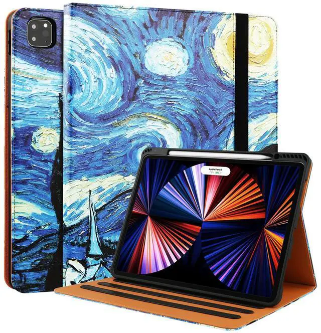 Main image of for iPad Pro 11 Inch Case 4th Generation 2022, 11 Pro Case 3rd/2nd/1st Gen 2021/2020/2018, w/Pencil Holder, Folio Stand Leather Cover, Hand Strap, Multiple Angles & Auto Sleep/Wake, Starry Night