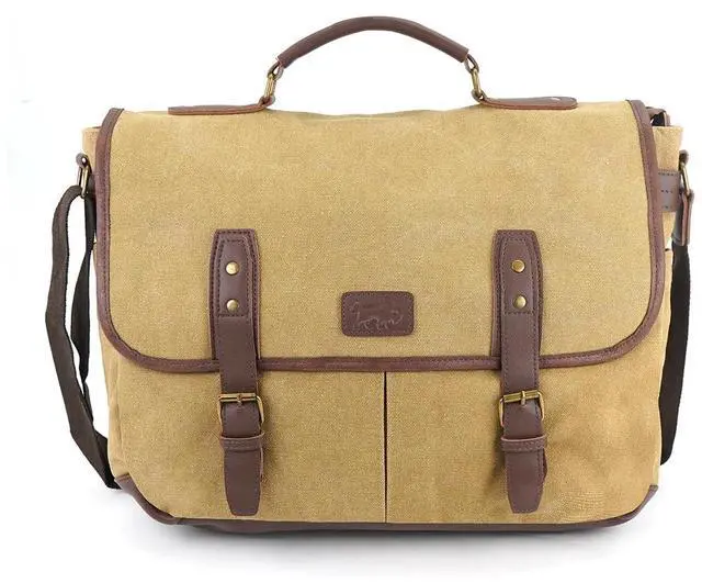 Main image of Vintage Canvas Messenger Bag, Laptop Briefcase with Shoulder Strap