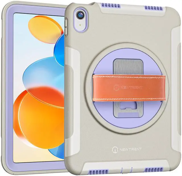 Alt view image 3 of 5 - New Trent Original Rugged iPad Case for iPad 11 (A16) 11-inch (2025) & iPad 10th Gen 10.9-inch (2022) | 360deg Rotating Kickstand, Premium Genuine Leather Hand Strap, Built-in Screen Protector