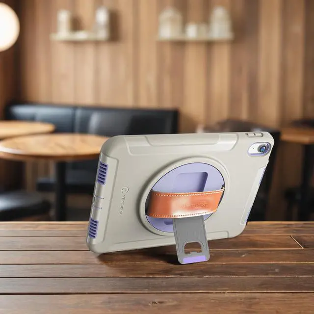 Alt view image 5 of 5 - New Trent Original Rugged iPad Case for iPad 11 (A16) 11-inch (2025) & iPad 10th Gen 10.9-inch (2022) | 360deg Rotating Kickstand, Premium Genuine Leather Hand Strap, Built-in Screen Protector