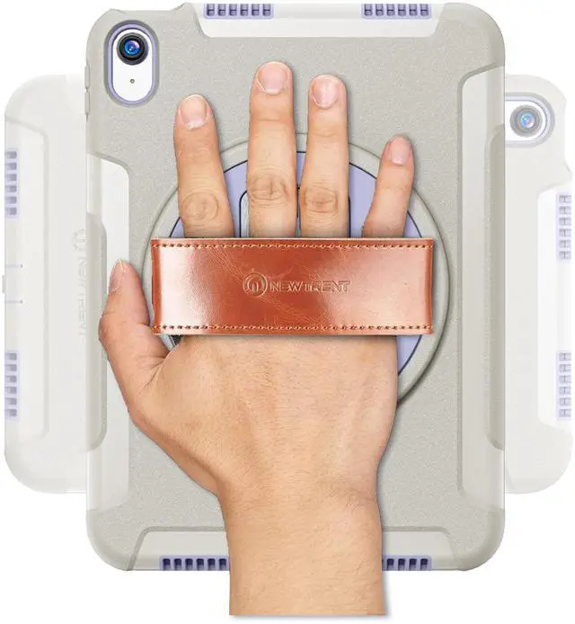 Alt view image 4 of 5 - New Trent Original Rugged iPad Case for iPad 11 (A16) 11-inch (2025) & iPad 10th Gen 10.9-inch (2022) | 360deg Rotating Kickstand, Premium Genuine Leather Hand Strap, Built-in Screen Protector