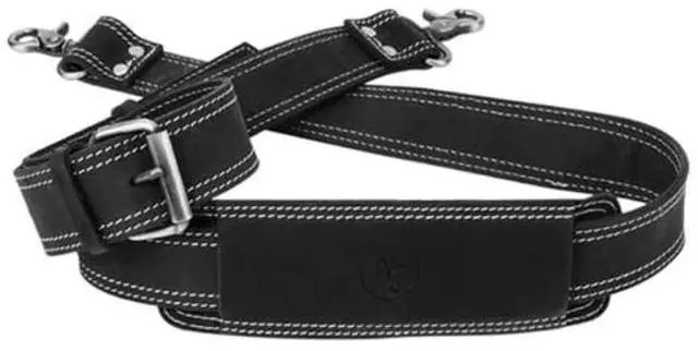 Main image of NJ Leatherworks Leather Bag Strap, Adjustable Replacement Shoulder Strap with Universal Swivel Hooks for Messenger, Duffel, Laptop, Camera Bags or Purses (Black)
