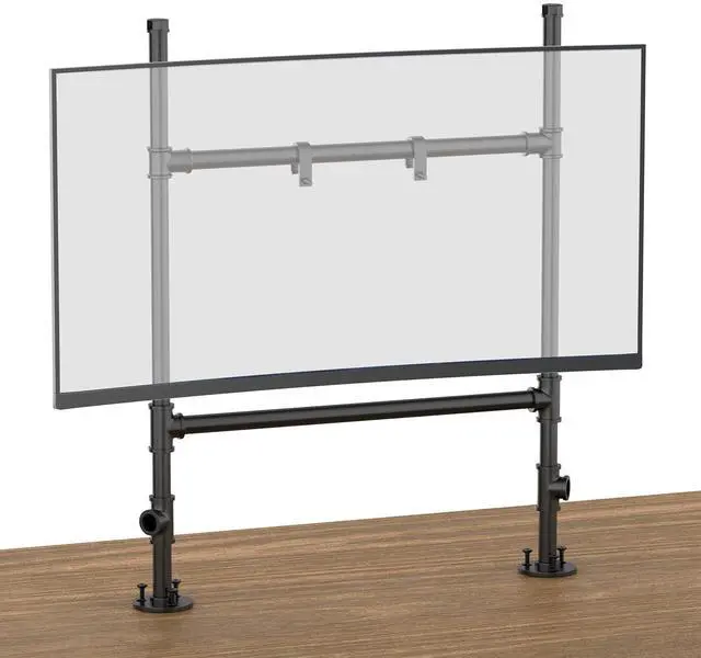 Alt view image 3 of 5 - Adjustable Dual Monitor Stand, Ergonomic Computer Monitor Holder, Free Standing Desk Mount for 13-30 Inch Screens, Monitor Arm with Cable Management, Black