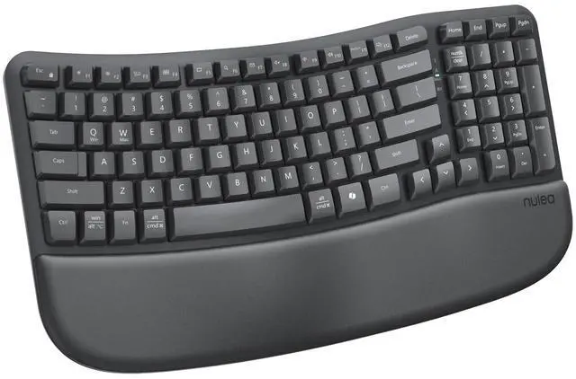 Main image of Nulea RT08 Wave Keys Wireless Ergonomic Keyboard with Cushioned Palm Rest, 2.4GHz Ergo Cordless USB Computer Keyboard, Comfortable Natural Typing, for Laptop, Mac, Windows Black