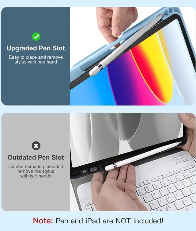 Alt view image 5 of 5 - NUWONAYA Keyboard Case with Mouse for iPad 11-inch (A16 2025)/iPad 10th Generation, Slim Candy Round Key Keyboard Case with Detachable Bluetooth Keyboard and Pencil Holder,Light Purple