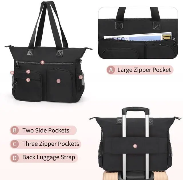 Alt view image 3 of 5 - Laptop Tote Bag for Women, 15.6 inch Laptop Bag, Large Capacity Teacher Tote Bag, Lightweight Work Bags for Women with Multi Pockets, Computer Messenger Shoulder Bag Handbag Business Office Work Bag