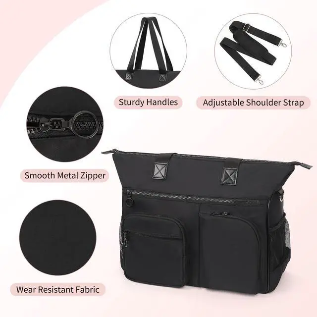 Alt view image 4 of 5 - Laptop Tote Bag for Women, 15.6 inch Laptop Bag, Large Capacity Teacher Tote Bag, Lightweight Work Bags for Women with Multi Pockets, Computer Messenger Shoulder Bag Handbag Business Office Work Bag