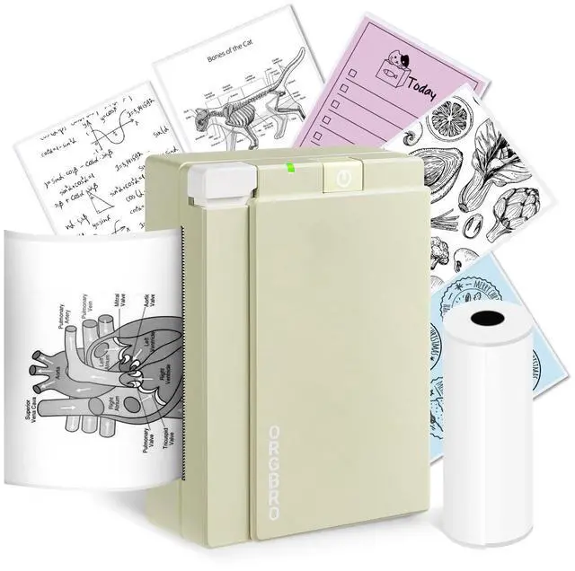 Alt view image 2 of 5 - ORGBRO X3 Sticker Printer with 3 Rolls White Thermal Paper, Bluetooth Thermal Printer Support 2-3 Inch Printing Width, 57mm x 3m Thermal Paper for Study Notes, Plan Journal, Photo