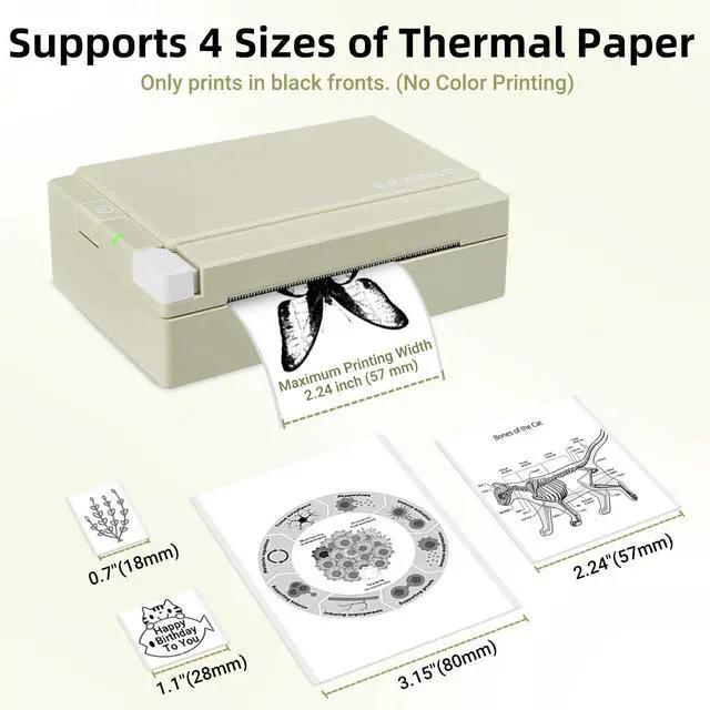 Alt view image 3 of 5 - ORGBRO X3 Sticker Printer with 3 Rolls White Thermal Paper, Bluetooth Thermal Printer Support 2-3 Inch Printing Width, 57mm x 3m Thermal Paper for Study Notes, Plan Journal, Photo