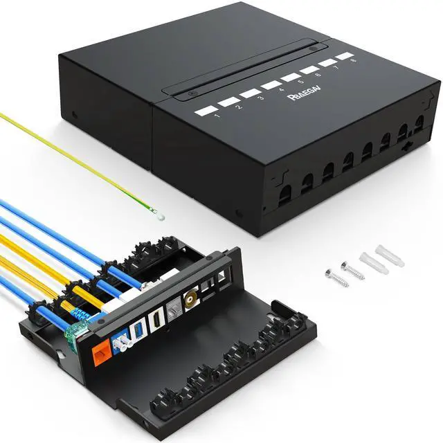 Main image of PBAEGAV 8 Port Blank Patch Panel 1U UTP&STP Compatible with LC/SC/ST/FC/USB/HDMI Keystone Jack for Desk Mount Home Ethernet Termination Box (1U 8 Port Blank Patch Panel)