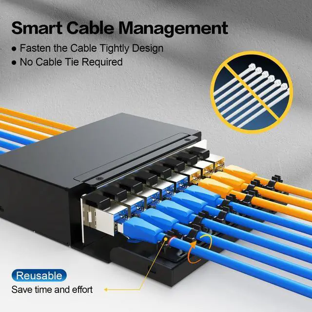 Alt view image 2 of 5 - PBAEGAV 8 Port Blank Patch Panel 1U UTP&STP Compatible with LC/SC/ST/FC/USB/HDMI Keystone Jack for Desk Mount Home Ethernet Termination Box (1U 8 Port Blank Patch Panel)