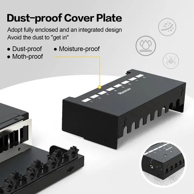Alt view image 3 of 5 - PBAEGAV 8 Port Blank Patch Panel 1U UTP&STP Compatible with LC/SC/ST/FC/USB/HDMI Keystone Jack for Desk Mount Home Ethernet Termination Box (1U 8 Port Blank Patch Panel)