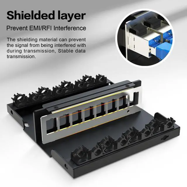 Alt view image 5 of 5 - PBAEGAV 8 Port Blank Patch Panel 1U UTP&STP Compatible with LC/SC/ST/FC/USB/HDMI Keystone Jack for Desk Mount Home Ethernet Termination Box (1U 8 Port Blank Patch Panel)