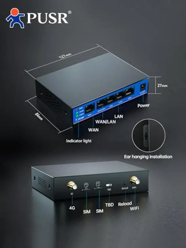 Alt view image 5 of 5 - PUSR Global Band Dual SIM Industrial LTE Cat4 Cellular Router with 5 Ethernet Ports Dual WAN Rich VPN Repeater USR-G805s-G