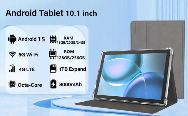 Alt view image 2 of 2 - JXCNSNW Android Tablet 10.1" inch, 4G LTE Dual SIM, 20GB RAM,256GB Storage,Supports Extend 1TB, IPS Touchscreen,Dual Camera, WiFi/WLAN/Bluetooth/GPS,TYD-109pro (Black, 256 GB)