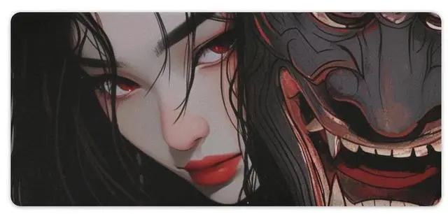 Main image of QEOPGNE Large Mouse Pad Gaming Mousepad Japanese Fantasy Female Samurai Anime Girl Desk Mat for Keyboard and Mouse Mat Non-Slip Rubber Desk Pad 40x90cm
