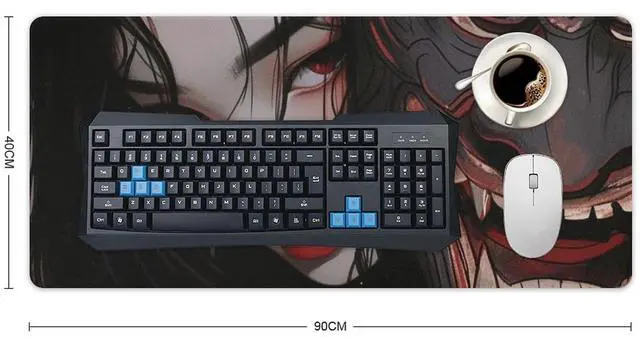 Alt view image 2 of 5 - QEOPGNE Large Mouse Pad Gaming Mousepad Japanese Fantasy Female Samurai Anime Girl Desk Mat for Keyboard and Mouse Mat Non-Slip Rubber Desk Pad 40x90cm
