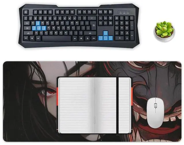 Alt view image 4 of 5 - QEOPGNE Large Mouse Pad Gaming Mousepad Japanese Fantasy Female Samurai Anime Girl Desk Mat for Keyboard and Mouse Mat Non-Slip Rubber Desk Pad 40x90cm