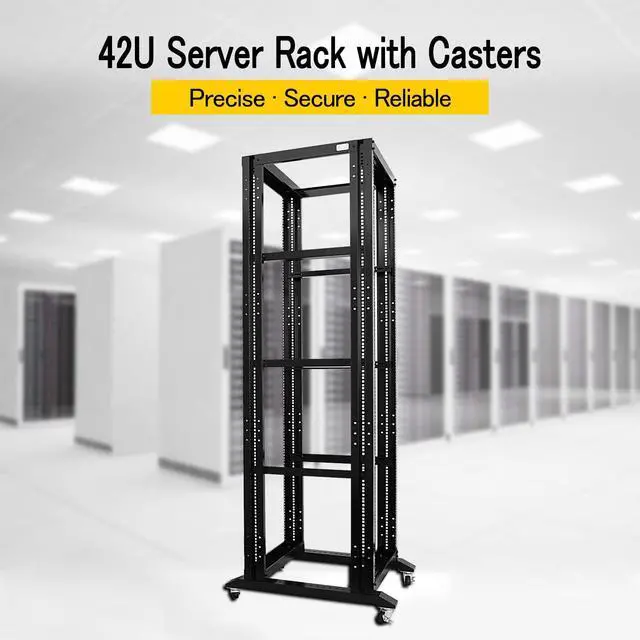 Alt view image 2 of 5 - RAISING ELECTRONICS 42U 4 Post Open Frame 19inch Server/Audio Steel Rack 24inch Deep Aluminum UL Certified