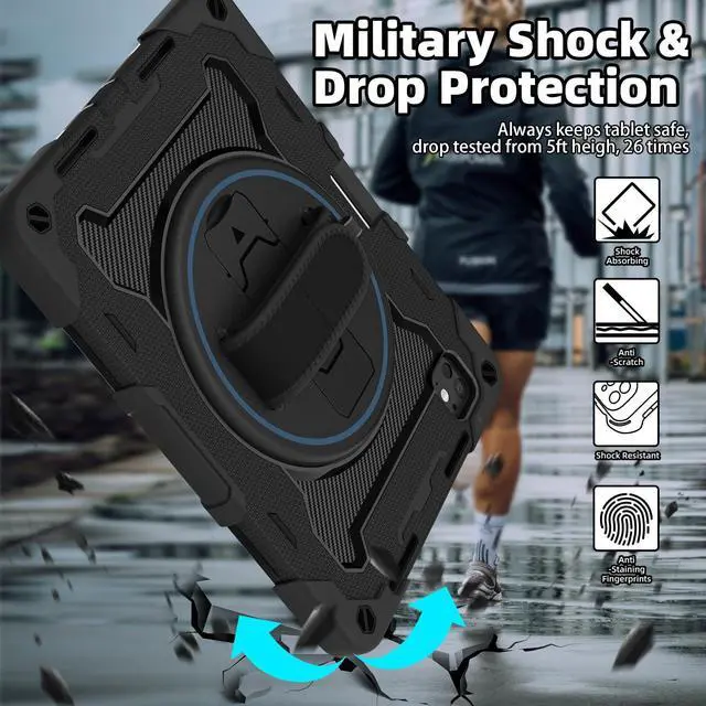 Alt view image 5 of 5 - ROSROME for 2024 iPad Pro 11 Inch Case M4 5th Generation for Kids (Model A2836, A2837, A3006) with HD Screen Protector, Shoulder Strap, 360 Stand, Hand Strap, Pen Holder|15ft Drop Protection|