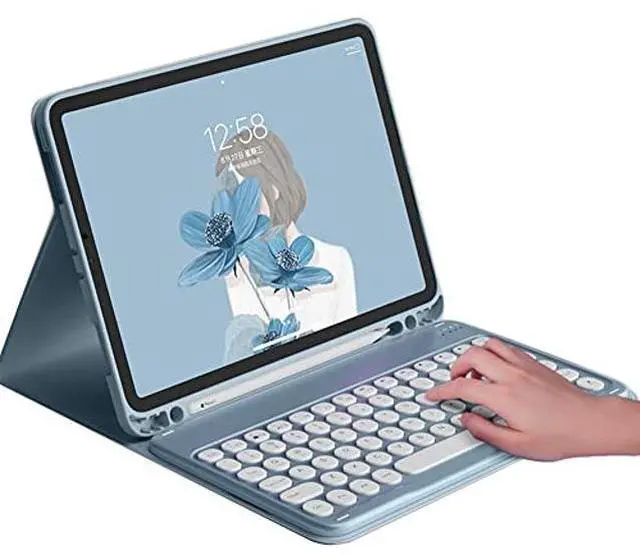 Main image of HENGHUI Keyboard Case for iPad 11th Gen (A16,11 inch) 2025/ iPad 10th Generation 10.9" 2022 Case with Cute Round Key Detachable BT Color Keyboard Cover (Blue)
