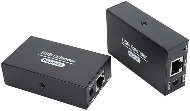 Main image of USB Extender Ethernet RJ45 LAN Extension, Transmit 120m/394ft Over Single Ethernet Cat5e 6 7 Up to 480Mbps with 4 USB 2.0 Hub, for for OS X for Android for Linux (US Plug)