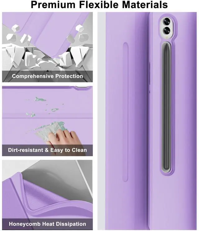 Alt view image 5 of 5 - Keyboard Case for Samsung Galaxy S9 FE 10.9 Inch & S9 11 Inch Case with Keypad, Galaxy Tablet S9FE 2023 Key Board with Pen Holder, Detachable Multi-Function Smart Cover, Long Battery Life Purple