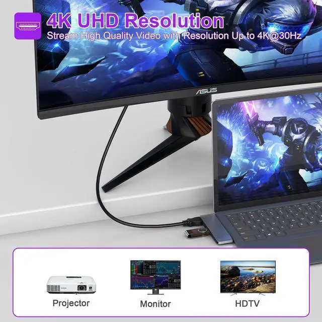 Alt view image 4 of 5 - Surface Laptop 6/5/4/3/Laptop Go/Go2 Hub Docking Station with 4K@30HZ HDMI +2*USB 3.0 +USB-C +SD TF Card Slot +3.5mm Audio Adapter for Surface Laptop 3/4/5/6/Laptop Go/Go2