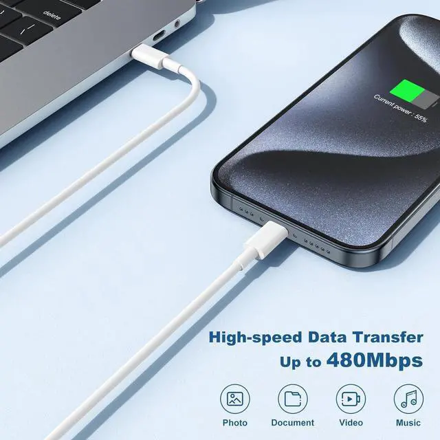 Alt view image 4 of 5 - 10FT Fast Charging Cord for iPhone 16 15,3Pack Extra Long 10Foot USB C to Type C Charger Cable 20W USB C Charger Block Cube Super Quick Charging for iPhone 16 15 Pro/Plus/Pro/Pro Max,iPad Pro/Air/Mini