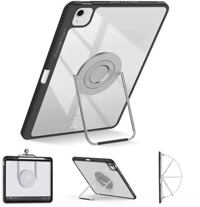 Main image of Rotating Case for iPad Air 11 Inch (M3/M2, 2025/2024), iPad Pro 11 Inch (4th/3rd/2nd/1st) & Air 5/4 with Pencil Holder, 360 Degree Rotating Stand for Portrait/Landscape Modes, Case with Stand, Black