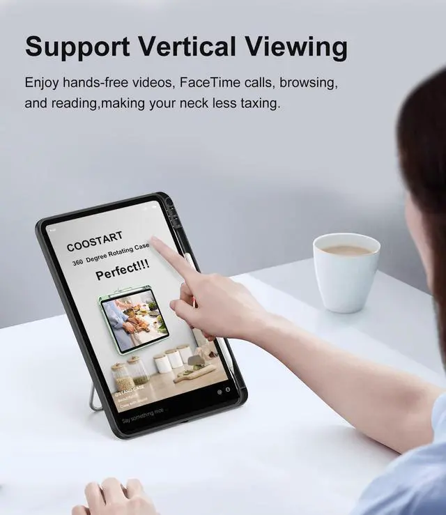 Alt view image 2 of 5 - Rotating Case for iPad Air 11 Inch (M3/M2, 2025/2024), iPad Pro 11 Inch (4th/3rd/2nd/1st) & Air 5/4 with Pencil Holder, 360 Degree Rotating Stand for Portrait/Landscape Modes, Case with Stand, Black