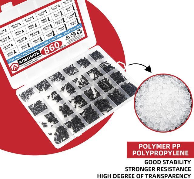 Alt view image 5 of 5 - SAHHIVRM 860 PCS Small Computer Screws Assortment Kit, Black Tiny Eyeglass Screws M1.2 M1.4 M1.7 M2 M2.5 M3, PC & Laptop SSD Hard Drive CPU Cooler Screw, M.2 Electronic Screw Set