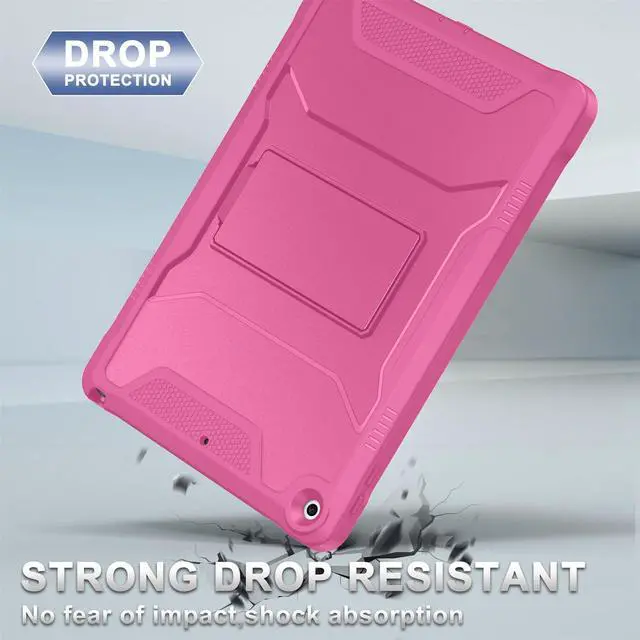 Alt view image 4 of 5 - Soke Case for iPad 9th/8th/7th Generation 10.2-Inch (2021/2020/2019 Release), Shockproof Rugged Protective Cover with Built-in Kickstand for Apple iPad 10.2 Inch - Hot Pink