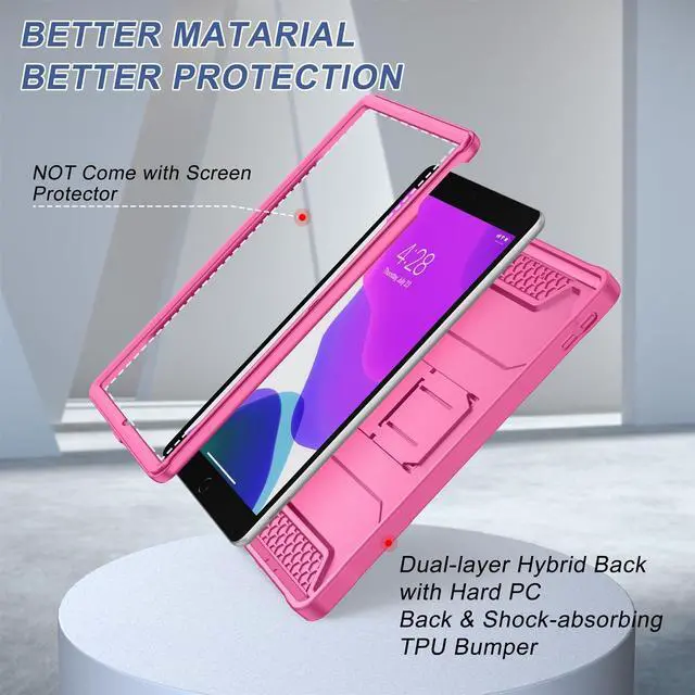Alt view image 5 of 5 - Soke Case for iPad 9th/8th/7th Generation 10.2-Inch (2021/2020/2019 Release), Shockproof Rugged Protective Cover with Built-in Kickstand for Apple iPad 10.2 Inch - Hot Pink