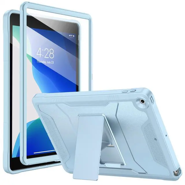 Main image of Soke Case for iPad 9th/8th/7th Generation 10.2-Inch (2021/2020/2019 Release), with Built-in Screen Protector and Kickstand, Rugged Full Body Protective Cover for Apple iPad 10.2 Inch - Ice Blue