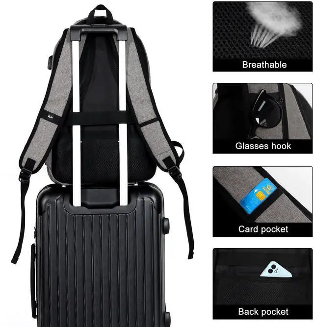 Alt view image 5 of 5 - TANTOMI Travel Laptop Backpack, Carry On Backpack for Men Women Laptop Computer Work School Bag USB Port