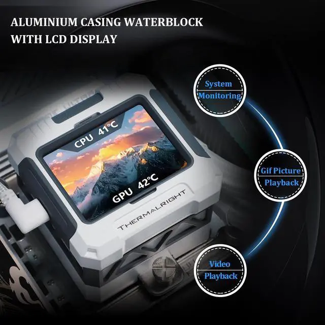 Alt view image 4 of 5 - Thermalright FW 360 White ARGB CPU Water Cooler with 3 PWM Fans, 2000RPM, IPS LCD Screen, 320 * 240 Resolution, AIO Cooler for AMD: AM4/AM5, Intel LGA1700