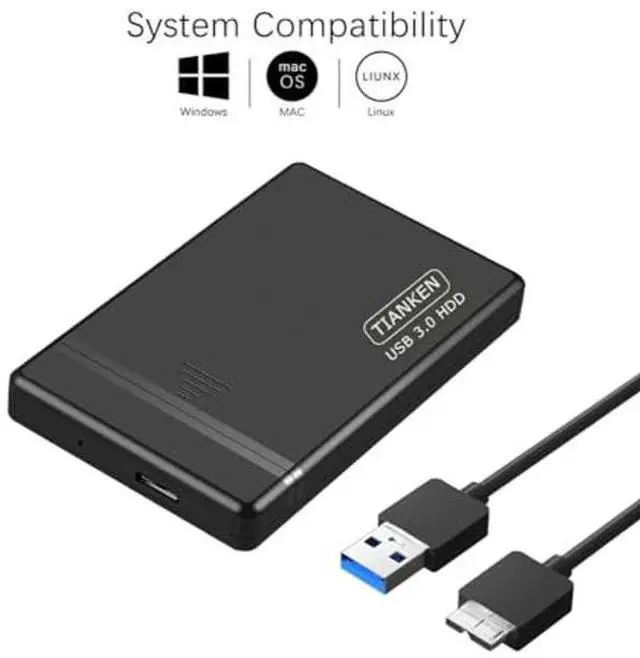 Alt view image 2 of 5 - Tianken 1TB 2.5'' Ultra Slim Portable External Hard Drive USB 3.0 HDD Storage for PC, Mac, Laptop, Desktop, PS4, Xbox one