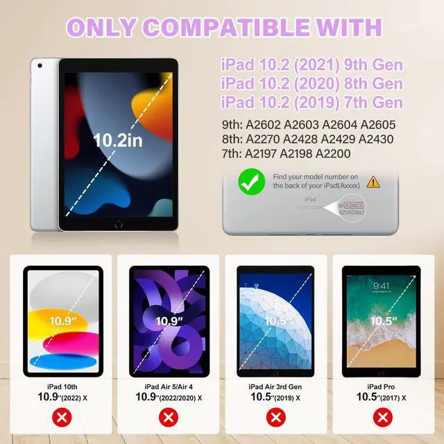 Alt view image 2 of 5 - TOMORRY for iPad 9th/8th/7th Generation Case 10.2" with Tempered Glass Screen Protector,Unicorn Stand & Pencil Holder Shoulder Strap,Shockproof for iPad 10.2 Case 2021/2020/2019 Kids (Pink)