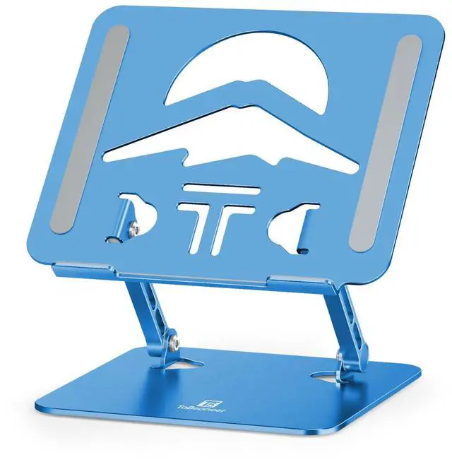 Main image of ToBeoneer Laptop Stand, Ergonomic Adjustable Computer Stand for Collaborative Work, Foldable and Portable Heat Sink Computer Stands, Fits up to 15.6-inch Laptops (Dark Blue)