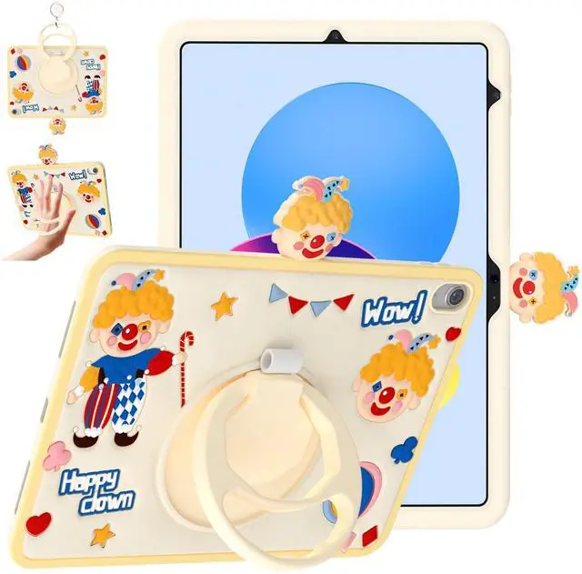 Main image of TzoMartico Case for iPad 10th Generation 10.9 inch 2022, Shockproof Silicone Soft Kid Case with 360degRotating Stand & Hand-Grip & Pen Holder - Clown