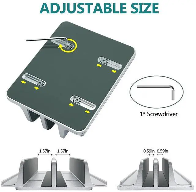 Alt view image 4 of 5 - ULBRE Vertical Laptop Stand for Desk Aluminum Heavy Duty, 4 Slots Adjustable Laptop Holder MacBook Stands Compatible All iPad Surface Samsung HP Chromebook iPad Pro Air Upto 17.5'- Silver