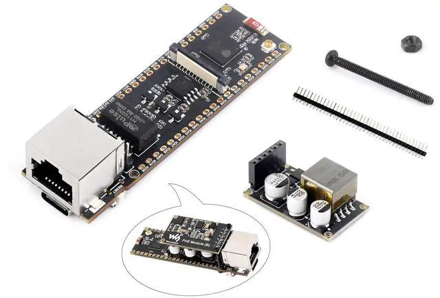 Main image of ESP32-S3 Ethernet Development Board, 10/100Mbps RJ45 Ethernet Port, 240MHz Dual Core Processor, Onboard Type-C Port & TF Card Slot, Support W-i-F-i & BLE & Ethernet Communication, with POE Module