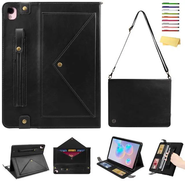 Main image of UUCOVERS for iPad 9th/8th/7th Generation Crossbody Handbag Stand Case with Pencil Holder/Pockets [Shoulder Strap/Hand Strap] Magnetic Wallet Envelope Cover for iPad 10.2 inch 2021/2020/2019, Black