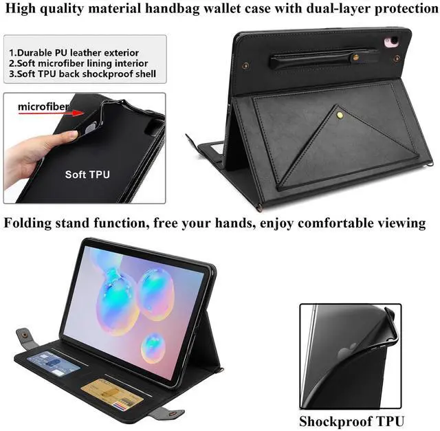 Alt view image 5 of 5 - UUCOVERS for iPad 9th/8th/7th Generation Crossbody Handbag Stand Case with Pencil Holder/Pockets [Shoulder Strap/Hand Strap] Magnetic Wallet Envelope Cover for iPad 10.2 inch 2021/2020/2019, Black