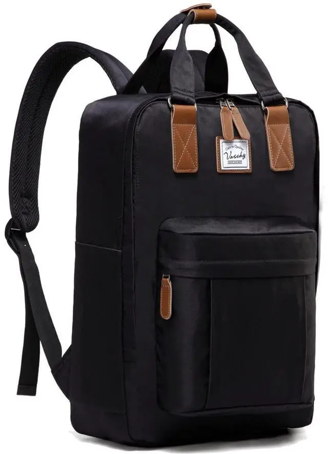 Main image of VASCHY School Backpack for Women Men, Travel Backpack Water Resistant College High School Computer Bag Student Bookbag, Black