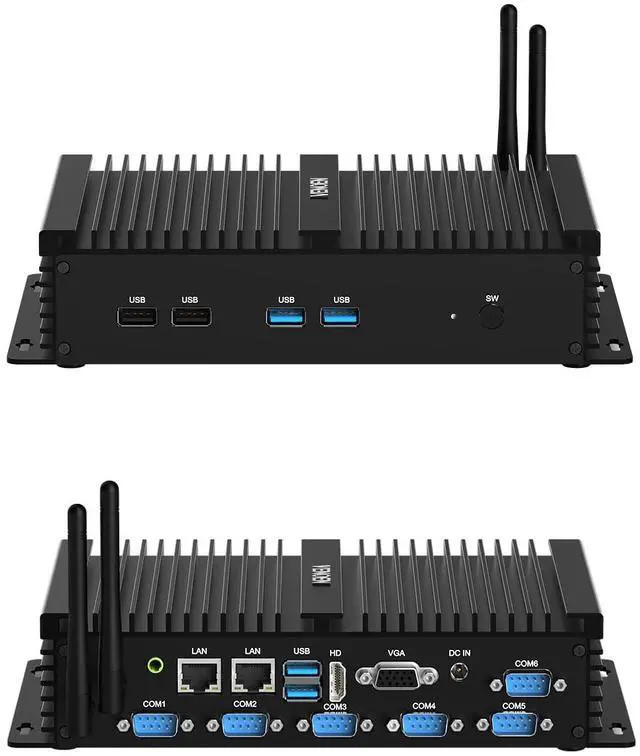 Main image of VENOEN Industrial Mini PC, Fanless PC I7, Industrial Computer, Core i7 8550U, W11 Pro, HD1.4, VGA, Dual Display, 6 RS232 COM, RJ45 LAN, USB, SIM Slot, WLAN, BT4.0, WOL, RAID, 16GB RAM 512GB SSD